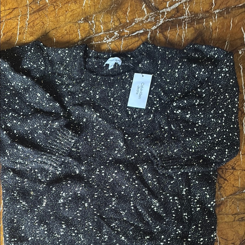 Calvin Klein Black and Gold Knit Sweater